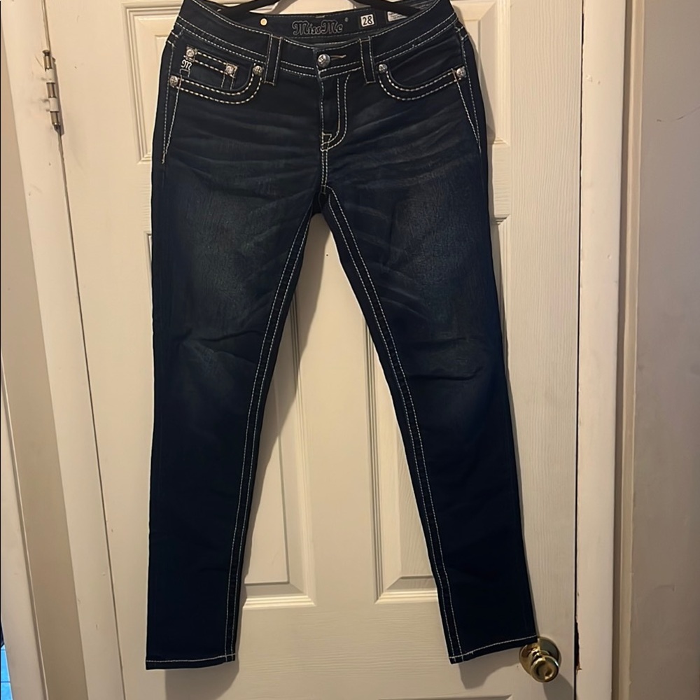 Miss Me Blue Skinny Jeans with Tapered Leg